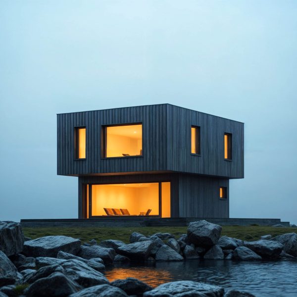 Modern Minimalist House on Rocky Shoreline