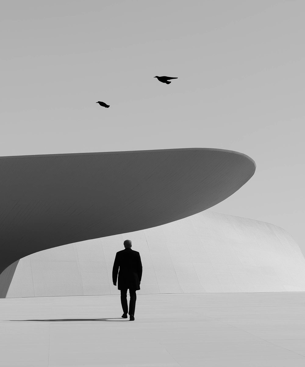 Solitary Figure and Modern Architecture